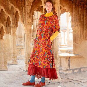 “Hana” jersey dress in organic cotton/modal | Parrot Red | New